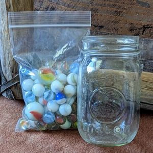 Antique Marbles and Vintage Mason Jar Bundle